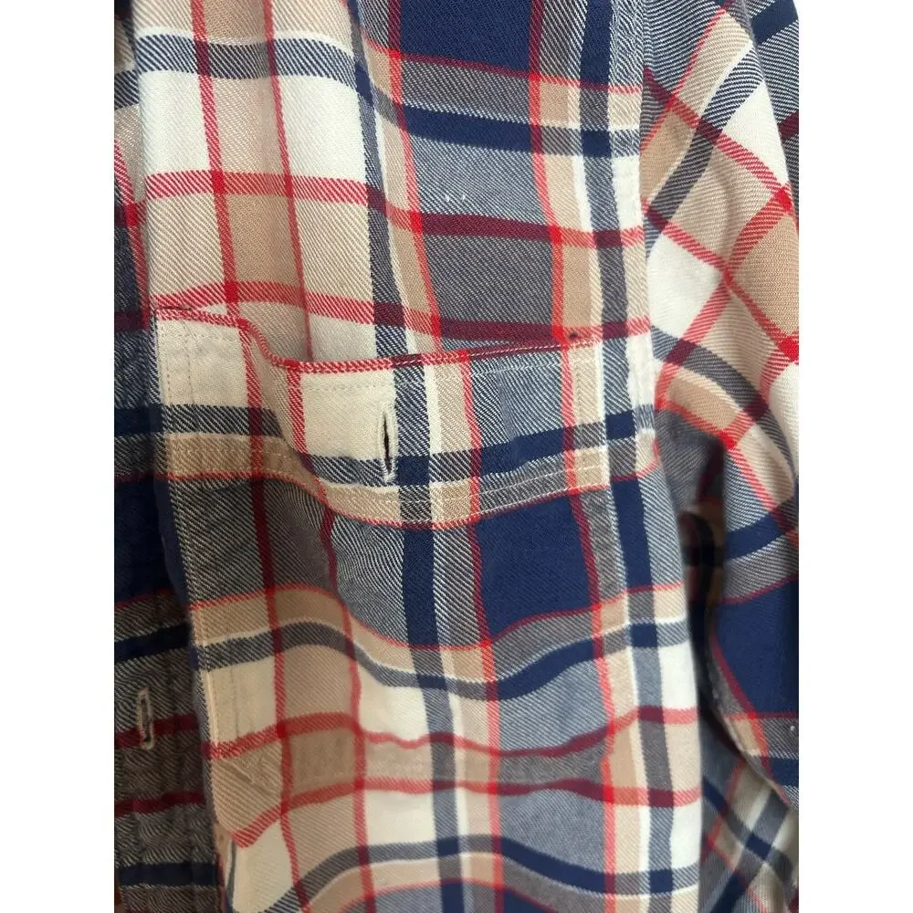 J. Crew Size XSmall Flannel 100% Cotton Button Down Blue Red